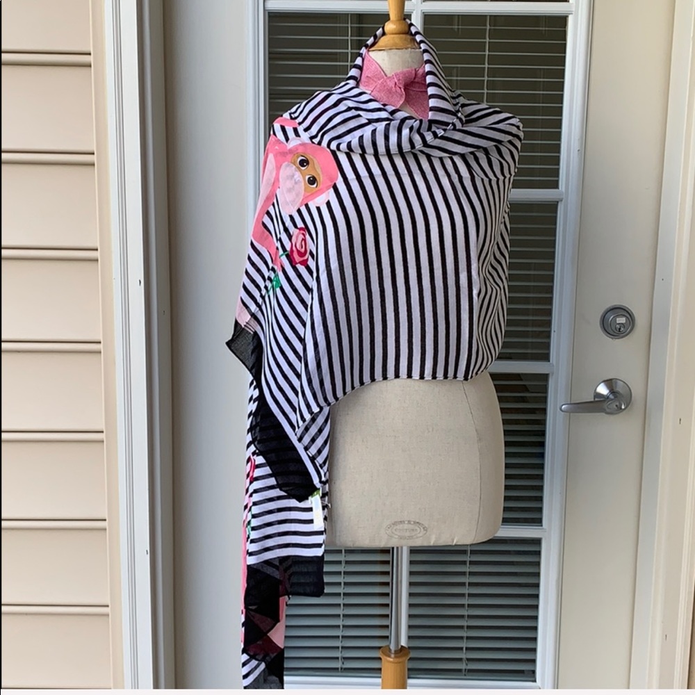 NEW Kate Spade Monkey Rose Shawl Scarf🌹🐒 ♠️ - Picture 6 of 7